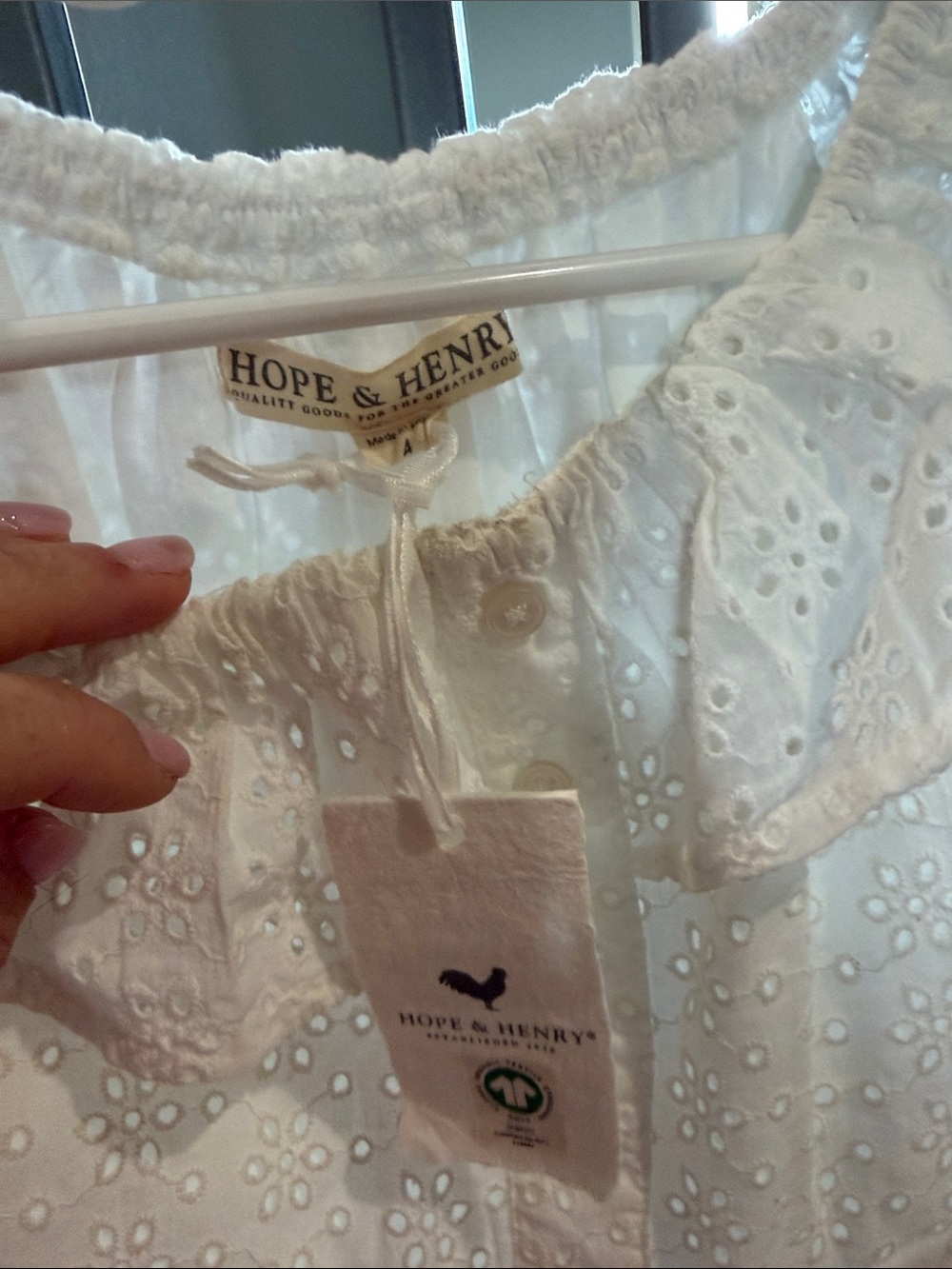 Hope & Henry Girls' White Eyelet Ruffle Romper - Picture 2 of 3